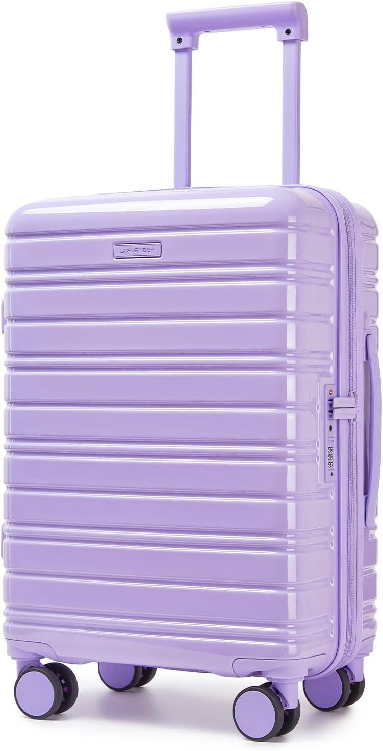 Carry On Luggage 22x14x9 Airline Approved, Suitcases with Wheels | Front Pocket 20Inch Expandable PC+ABS Carry-On Luggage | Front Open Luggage with Spinner Wheels for Women | TSA | Mocha