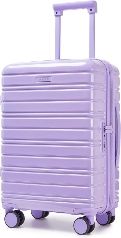 Carry On Luggage 22x14x9 Airline Approved, Suitcases with Wheels | Front Pocket 20Inch Expandable PC+ABS Carry-On Luggage | Front Open Luggage with Spinner Wheels for Women | TSA | Mocha
