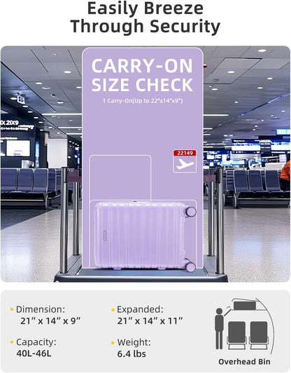 Carry On Luggage 22x14x9 Airline Approved, Suitcases with Wheels | Front Pocket 20Inch Expandable PC+ABS Carry-On Luggage | Front Open Luggage with Spinner Wheels for Women | TSA | Mocha