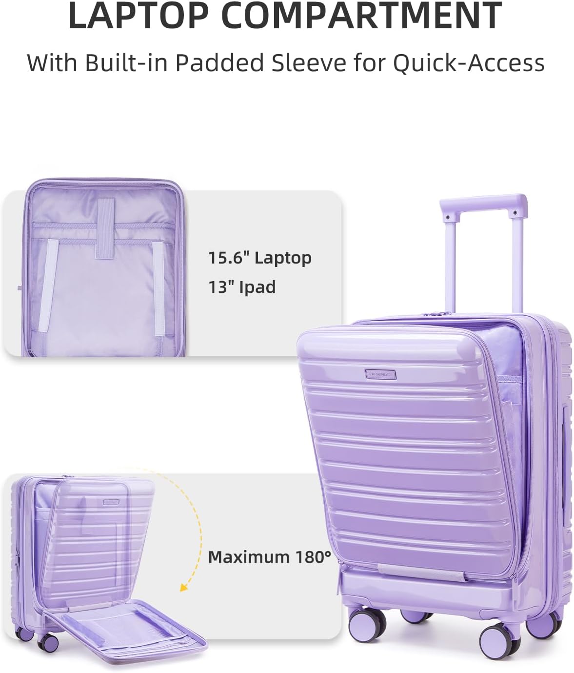 Carry On Luggage 22x14x9 Airline Approved, Suitcases with Wheels | Front Pocket 20Inch Expandable PC+ABS Carry-On Luggage | Front Open Luggage with Spinner Wheels for Women | TSA | Mocha