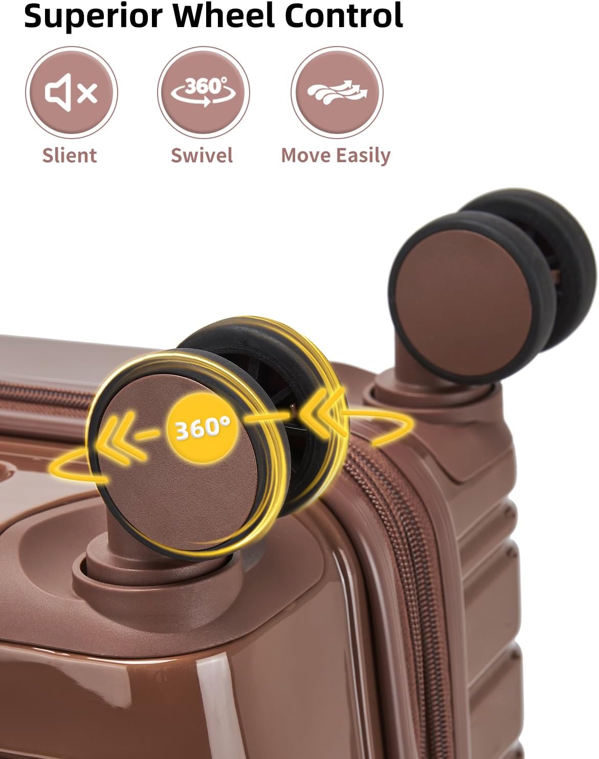 Carry On Luggage 22x14x9 Airline Approved, Suitcases with Wheels | Front Pocket 20Inch Expandable PC+ABS Carry-On Luggage | Front Open Luggage with Spinner Wheels for Women | TSA | Mocha