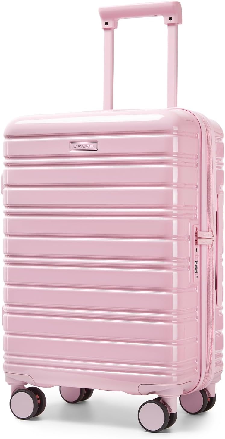 Carry On Luggage 22x14x9 Airline Approved, Suitcases with Wheels | Front Pocket 20Inch Expandable PC+ABS Carry-On Luggage | Front Open Luggage with Spinner Wheels for Women | TSA | Mocha