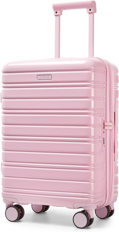 Carry On Luggage 22x14x9 Airline Approved, Suitcases with Wheels | Front Pocket 20Inch Expandable PC+ABS Carry-On Luggage | Front Open Luggage with Spinner Wheels for Women | TSA | Mocha