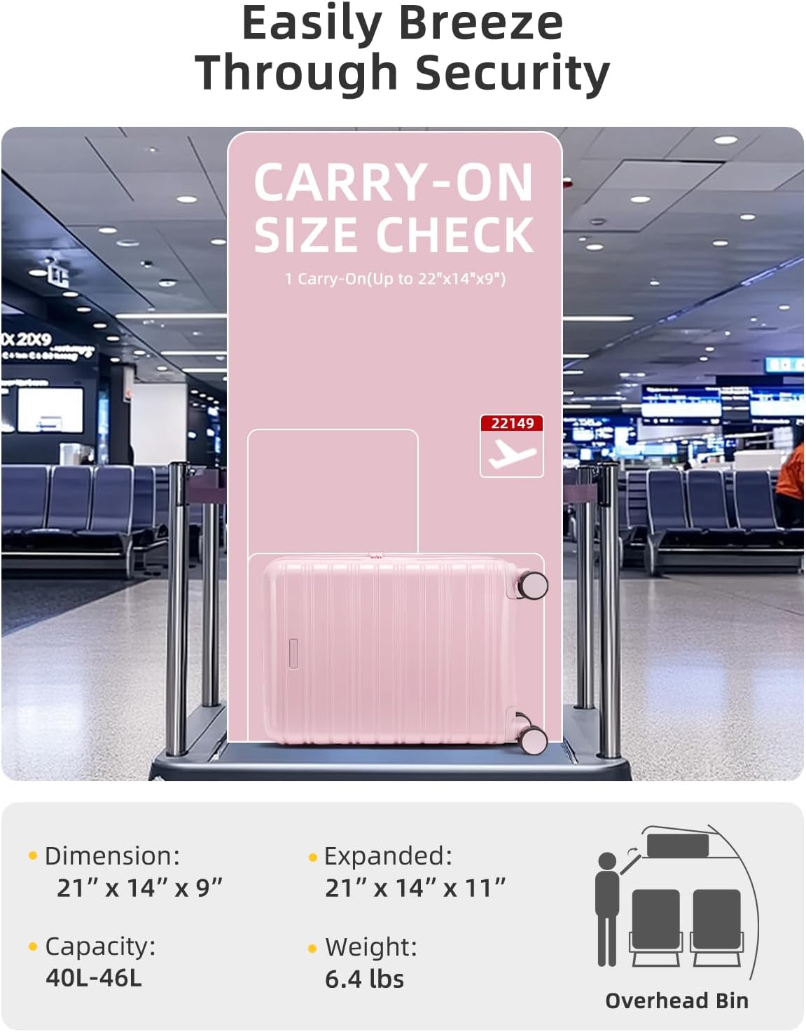 Carry On Luggage 22x14x9 Airline Approved, Suitcases with Wheels | Front Pocket 20Inch Expandable PC+ABS Carry-On Luggage | Front Open Luggage with Spinner Wheels for Women | TSA | Mocha