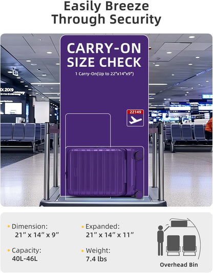 Carry On Luggage 22x14x9 Airline Approved, Suitcases with Wheels | Front Pocket 20Inch Expandable PC+ABS Carry-On Luggage | Front Open Luggage with Spinner Wheels for Women | TSA | Mocha