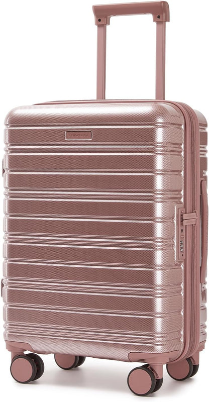 Carry On Luggage 22x14x9 Airline Approved, Suitcases with Wheels | Front Pocket 20Inch Expandable PC+ABS Carry-On Luggage | Front Open Luggage with Spinner Wheels for Women | TSA | Mocha