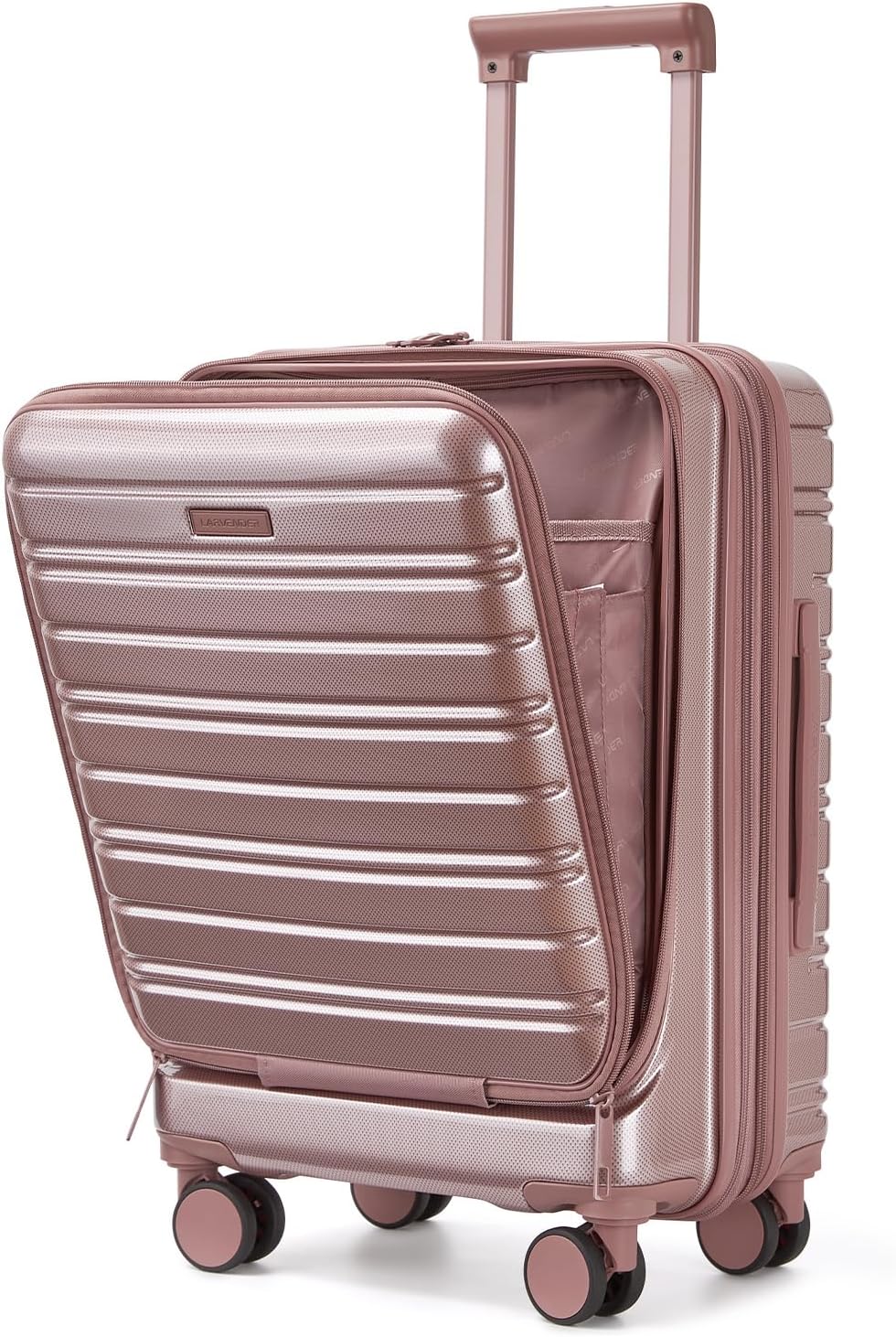 Carry On Luggage 22x14x9 Airline Approved, Suitcases with Wheels | Front Pocket 20Inch Expandable PC+ABS Carry-On Luggage | Front Open Luggage with Spinner Wheels for Women | TSA | Mocha