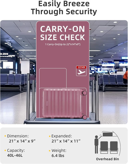 Carry On Luggage 22x14x9 Airline Approved, Suitcases with Wheels | Front Pocket 20Inch Expandable PC+ABS Carry-On Luggage | Front Open Luggage with Spinner Wheels for Women | TSA | Mocha