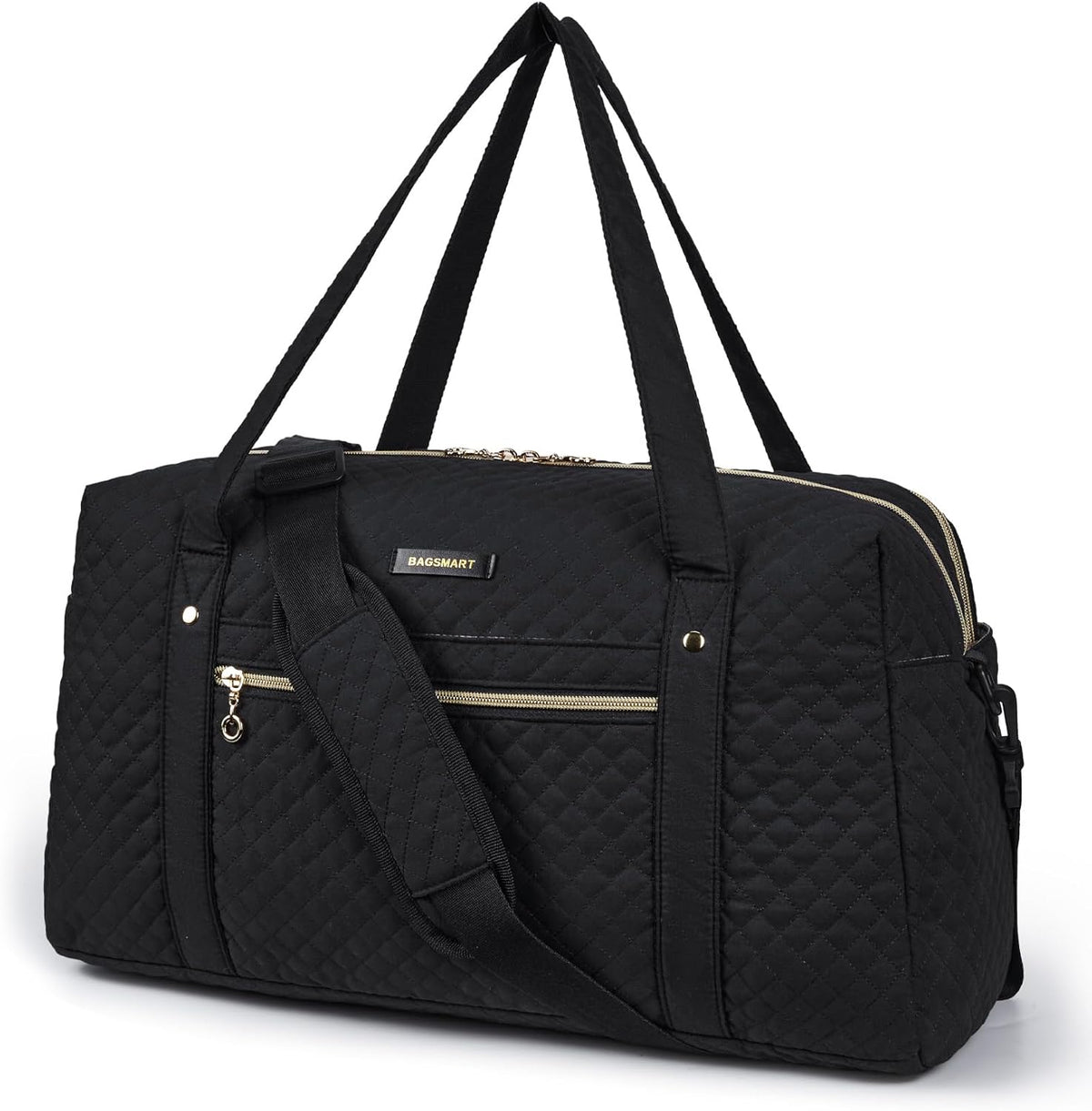 31L Women's Quilted Weekender Duffle Bag with Laptop Compartment and Shoe Bag