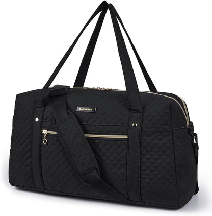 31L Women's Quilted Weekender Duffle Bag with Laptop Compartment and Shoe Bag