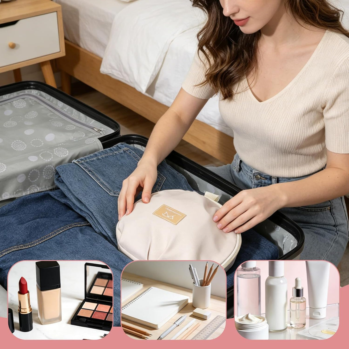 Travel Underwear Organizer Bag Portable Luggage Organizer for Travel Multi-Compartment Lingerie Storage for Clothes Bras and Accessories Ideal Suitcases