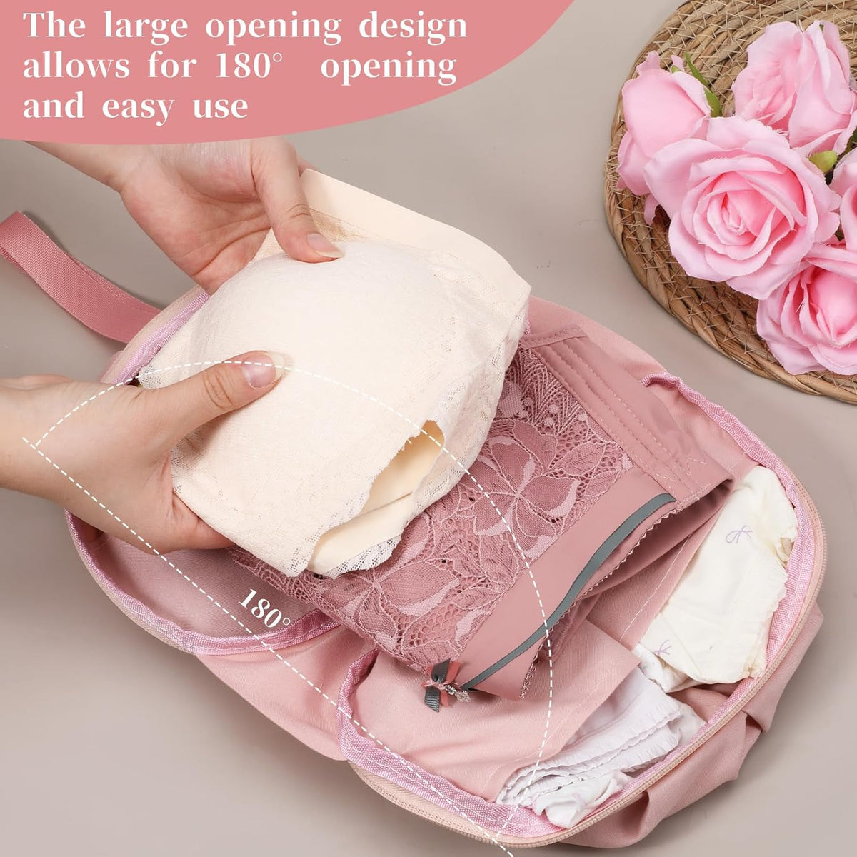 Travel Underwear Organizer Bag Portable Luggage Organizer for Travel Multi-Compartment Lingerie Storage for Clothes Bras and Accessories Ideal Suitcases