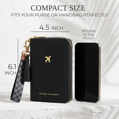 Beautiful Passport Holder And Travel Wallet with Wristlet Strap - All-in-One Organizer for Women with Card Slots and Tassel Keychain - Perfect RFID Blocking Case to Keep Your Documents Safe