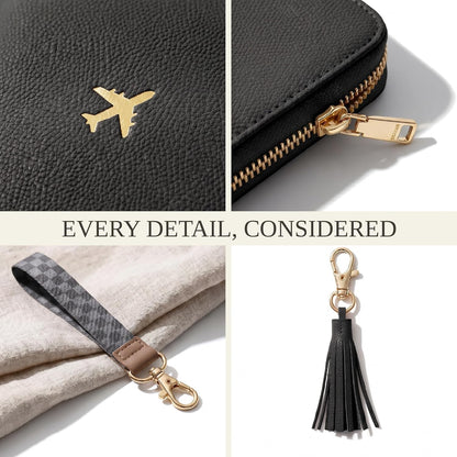 Beautiful Passport Holder And Travel Wallet with Wristlet Strap - All-in-One Organizer for Women with Card Slots and Tassel Keychain - Perfect RFID Blocking Case to Keep Your Documents Safe