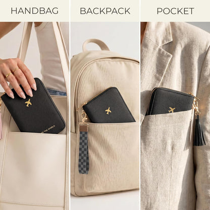 Beautiful Passport Holder And Travel Wallet with Wristlet Strap - All-in-One Organizer for Women with Card Slots and Tassel Keychain - Perfect RFID Blocking Case to Keep Your Documents Safe