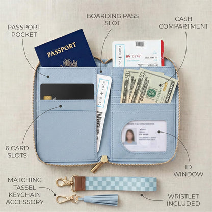 Beautiful Passport Holder And Travel Wallet with Wristlet Strap - All-in-One Organizer for Women with Card Slots and Tassel Keychain - Perfect RFID Blocking Case to Keep Your Documents Safe