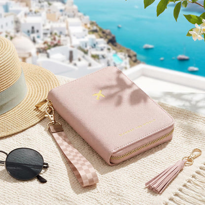 Beautiful Passport Holder And Travel Wallet with Wristlet Strap - All-in-One Organizer for Women with Card Slots and Tassel Keychain - Perfect RFID Blocking Case to Keep Your Documents Safe
