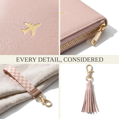 Beautiful Passport Holder And Travel Wallet with Wristlet Strap - All-in-One Organizer for Women with Card Slots and Tassel Keychain - Perfect RFID Blocking Case to Keep Your Documents Safe