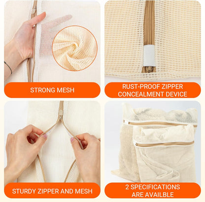 Extra Large Mesh Laundry Bag Heavy Duty Mesh Wash Bag with Drawstring Closure for College, Dorm, Travel, Family and Apartment Dwellers, 27 x 36 Inches, White
