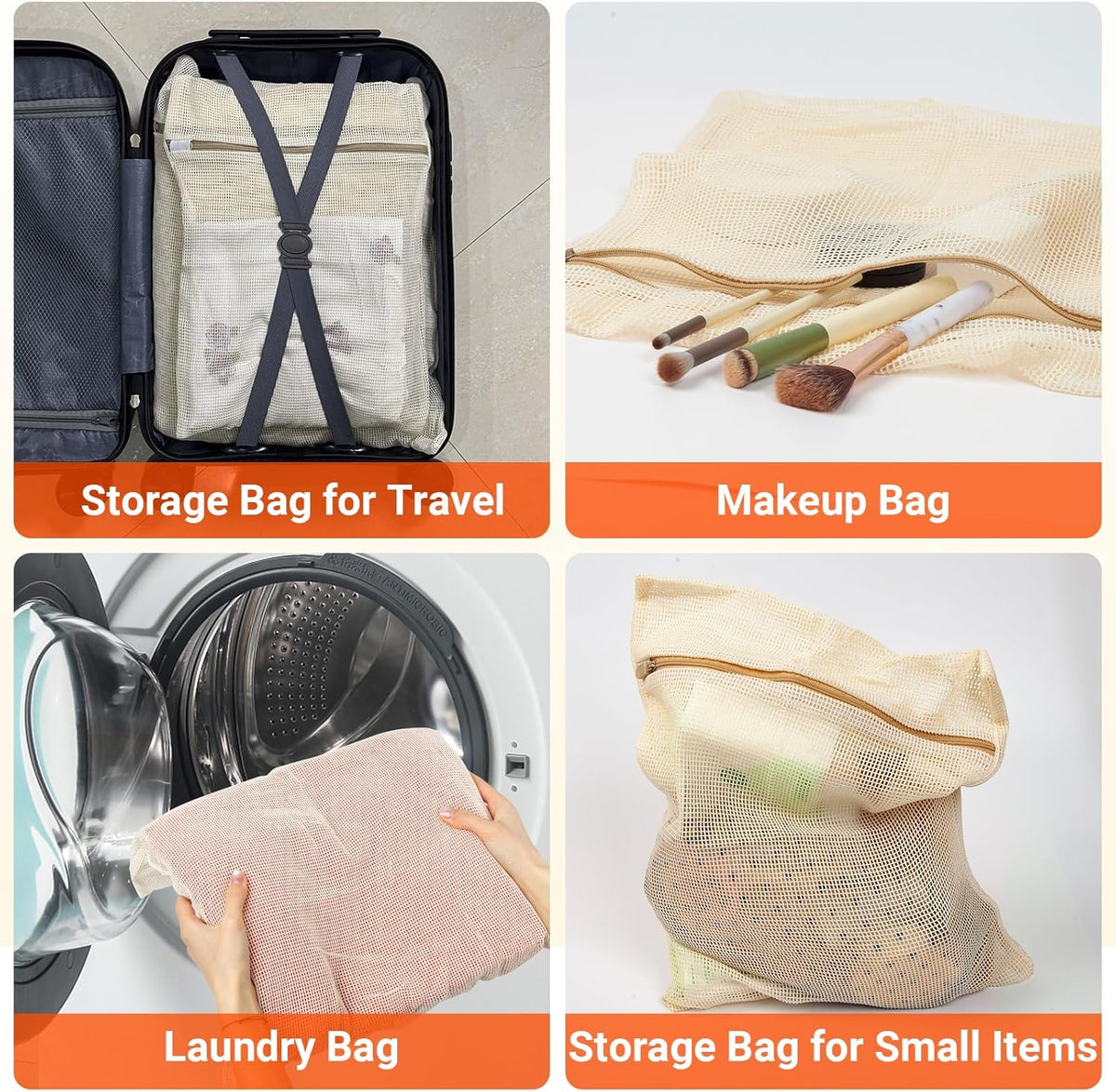 Extra Large Mesh Laundry Bag Heavy Duty Mesh Wash Bag with Drawstring Closure for College, Dorm, Travel, Family and Apartment Dwellers, 27 x 36 Inches, White