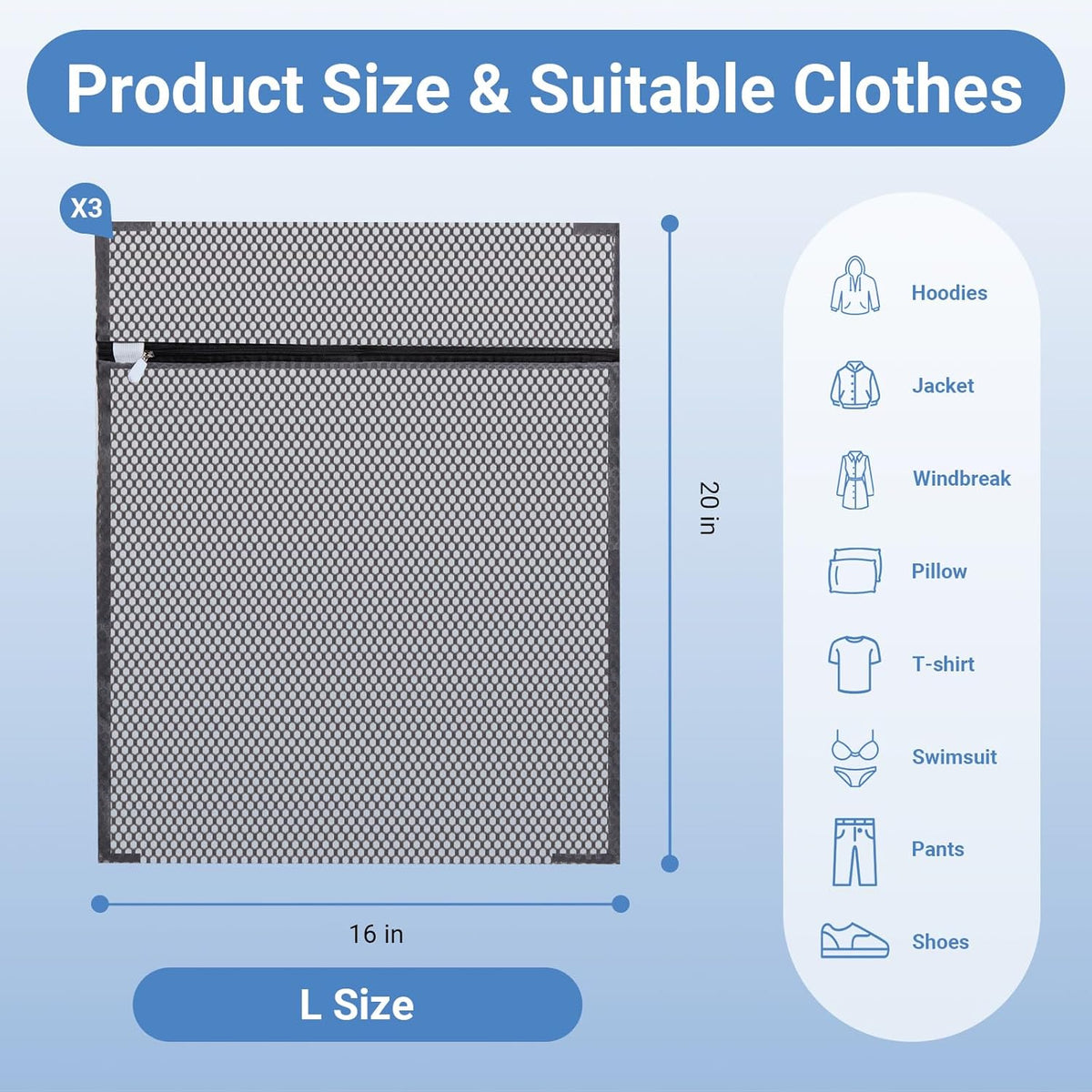 Extra Large Mesh Laundry Bag Heavy Duty Mesh Wash Bag with Drawstring Closure for College, Dorm, Travel, Family and Apartment Dwellers, 27 x 36 Inches, White
