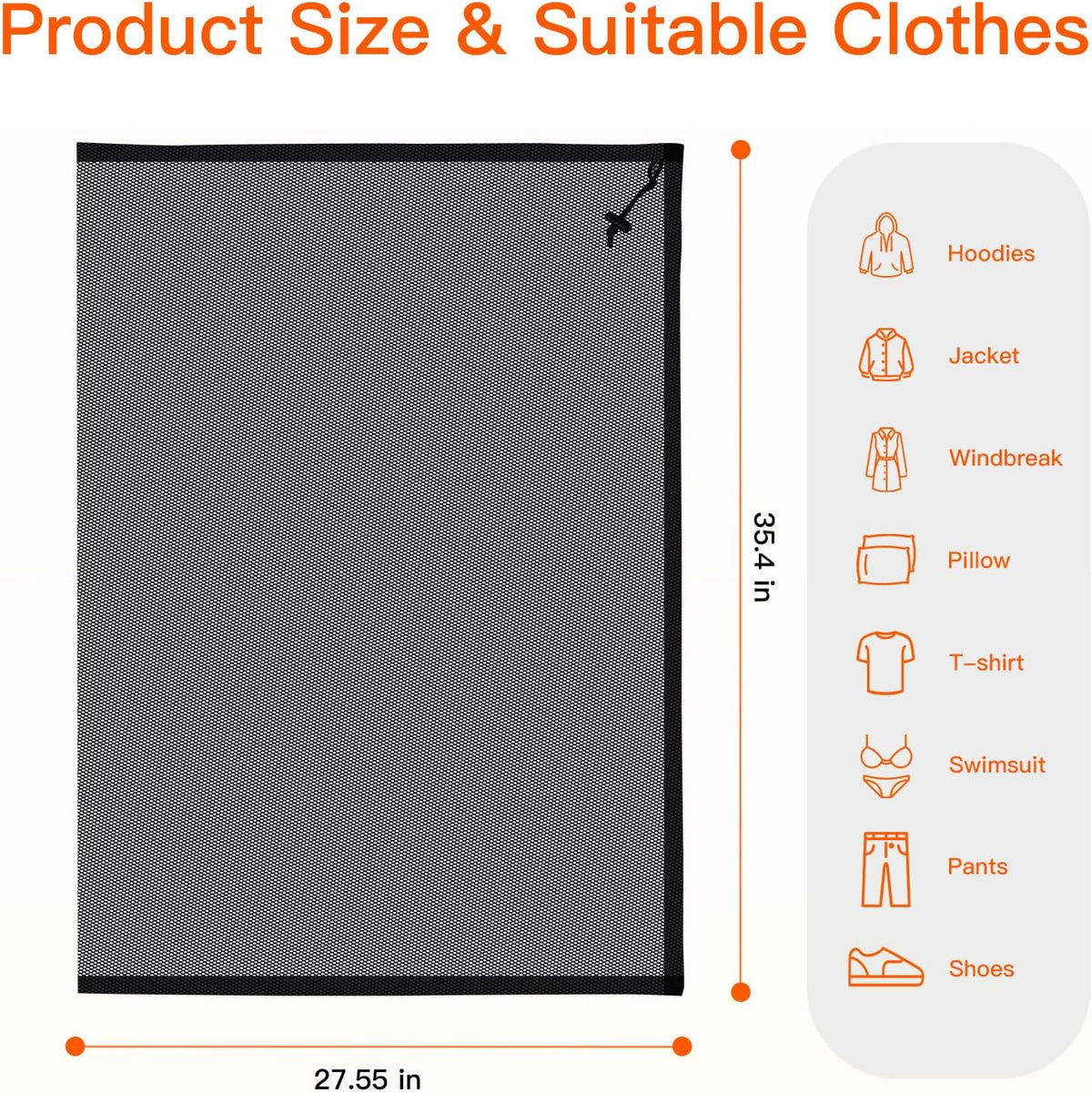 Extra Large Mesh Laundry Bag Heavy Duty Mesh Wash Bag with Drawstring Closure for College, Dorm, Travel, Family and Apartment Dwellers, 27 x 36 Inches, White