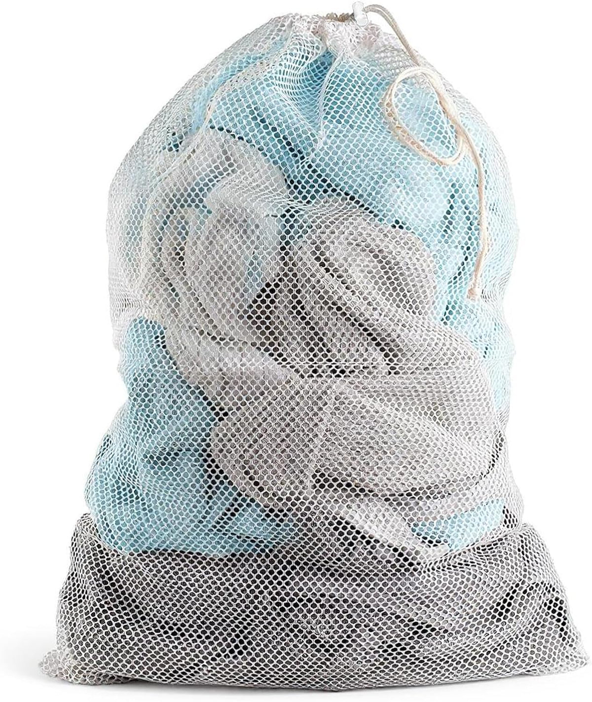 Extra Large Mesh Laundry Bag Heavy Duty Mesh Wash Bag with Drawstring Closure for College, Dorm, Travel, Family and Apartment Dwellers, 27 x 36 Inches, White
