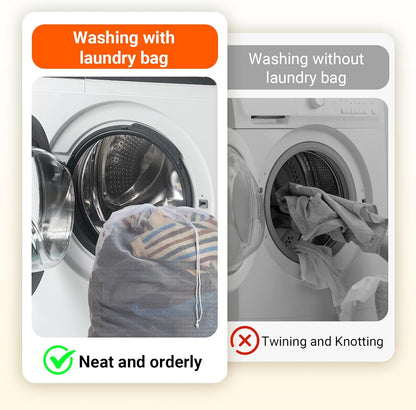 Extra Large Mesh Laundry Bag Heavy Duty Mesh Wash Bag with Drawstring Closure for College, Dorm, Travel, Family and Apartment Dwellers, 27 x 36 Inches, White
