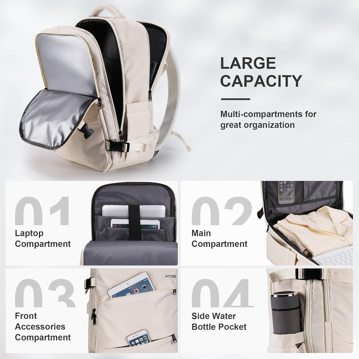 Travel Laptop Backpack for Men Women, Personal Item Carry On Bag | Dry Wet Separation Mochila de Viaje for Weekender Business Hiking Camping
