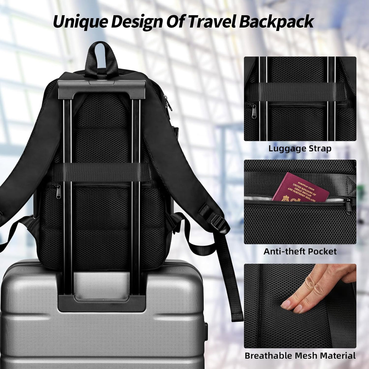 Travel Laptop Backpack for Men Women, Personal Item Carry On Bag | Dry Wet Separation Mochila de Viaje for Weekender Business Hiking Camping