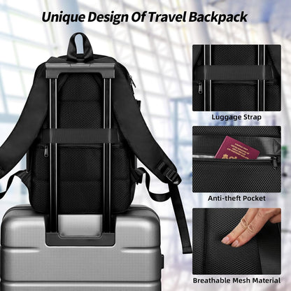 Travel Laptop Backpack for Men Women, Personal Item Carry On Bag | Dry Wet Separation Mochila de Viaje for Weekender Business Hiking Camping