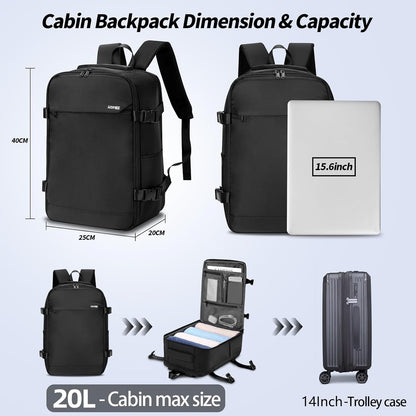 Travel Laptop Backpack for Men Women, Personal Item Carry On Bag | Dry Wet Separation Mochila de Viaje for Weekender Business Hiking Camping