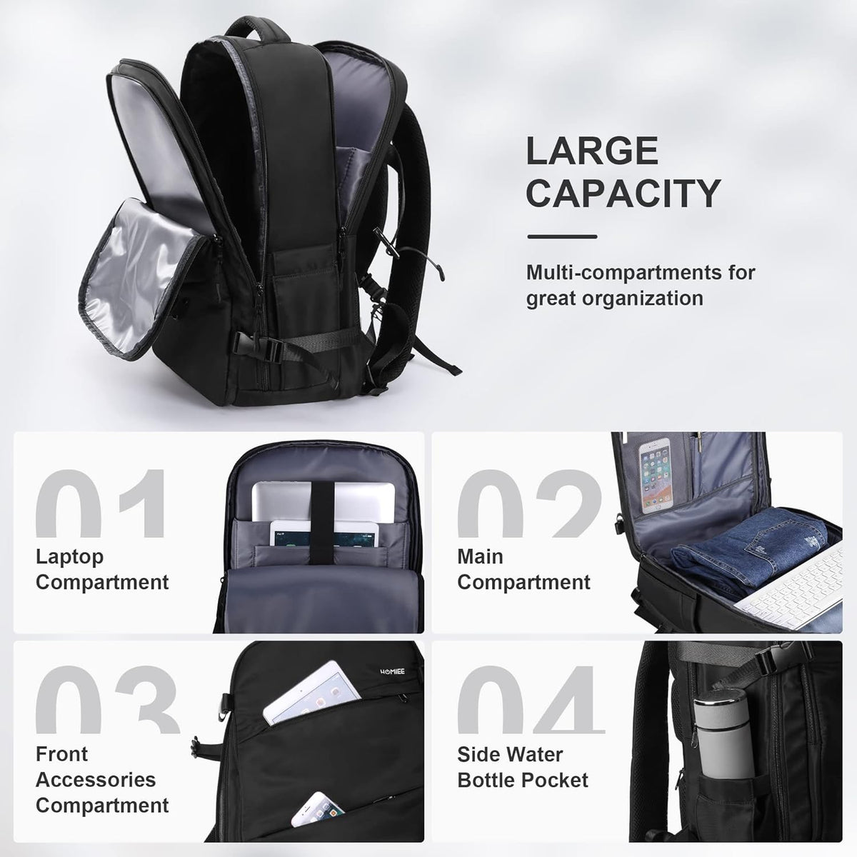 Travel Laptop Backpack for Men Women, Personal Item Carry On Bag | Dry Wet Separation Mochila de Viaje for Weekender Business Hiking Camping