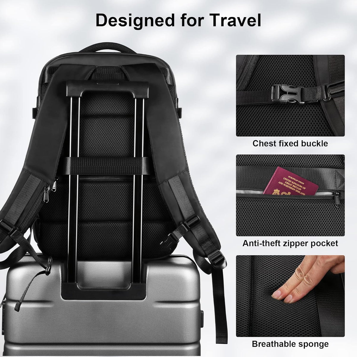 Travel Laptop Backpack for Men Women, Personal Item Carry On Bag | Dry Wet Separation Mochila de Viaje for Weekender Business Hiking Camping
