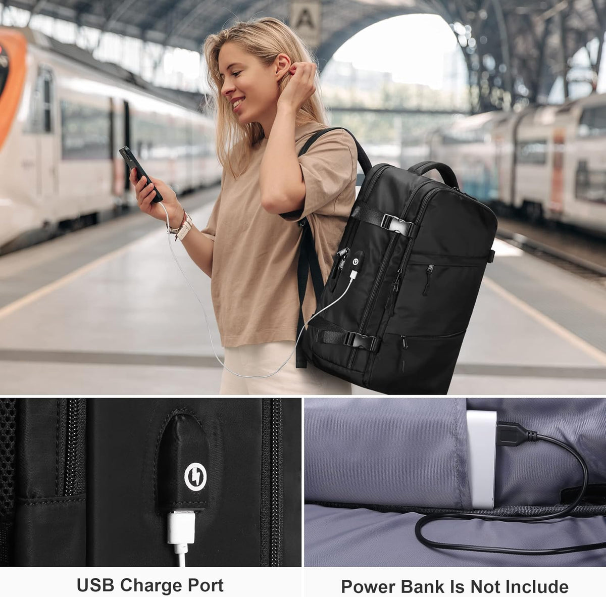 Travel Laptop Backpack for Men Women, Personal Item Carry On Bag | Dry Wet Separation Mochila de Viaje for Weekender Business Hiking Camping