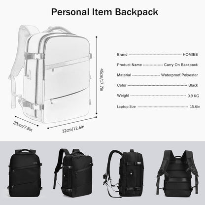Travel Laptop Backpack for Men Women, Personal Item Carry On Bag | Dry Wet Separation Mochila de Viaje for Weekender Business Hiking Camping