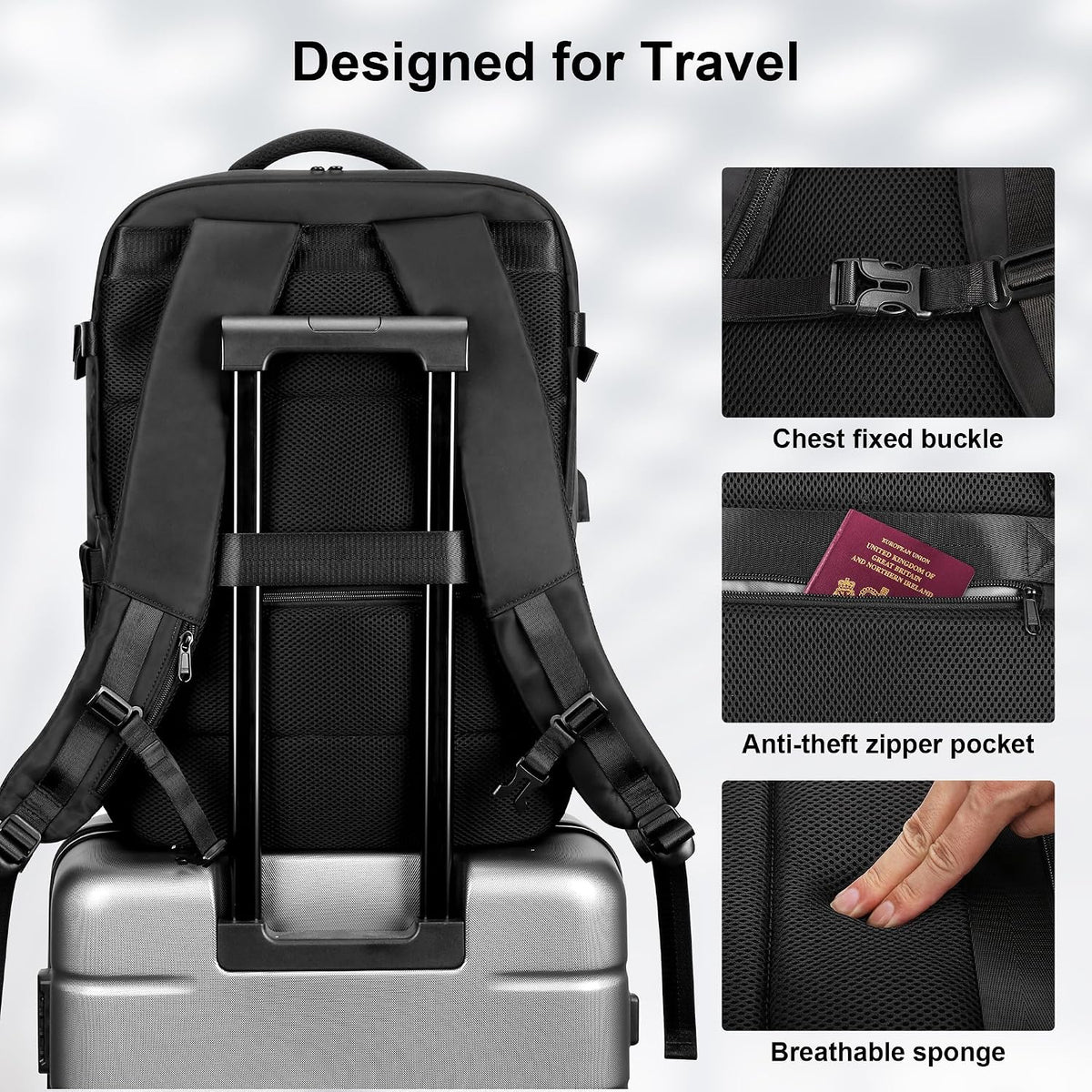 Travel Laptop Backpack for Men Women, Personal Item Carry On Bag | Dry Wet Separation Mochila de Viaje for Weekender Business Hiking Camping