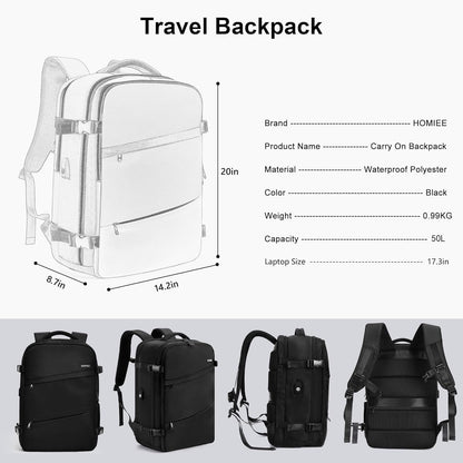 Travel Laptop Backpack for Men Women, Personal Item Carry On Bag | Dry Wet Separation Mochila de Viaje for Weekender Business Hiking Camping