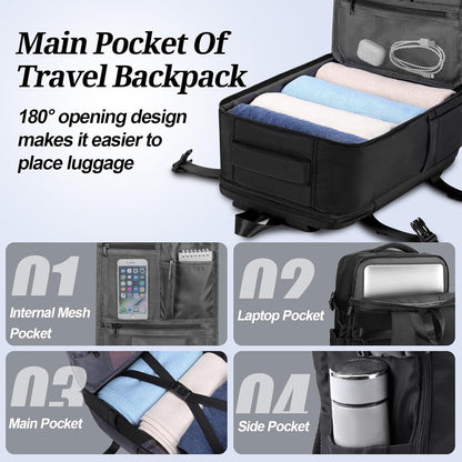 Travel Laptop Backpack for Men Women, Personal Item Carry On Bag | Dry Wet Separation Mochila de Viaje for Weekender Business Hiking Camping