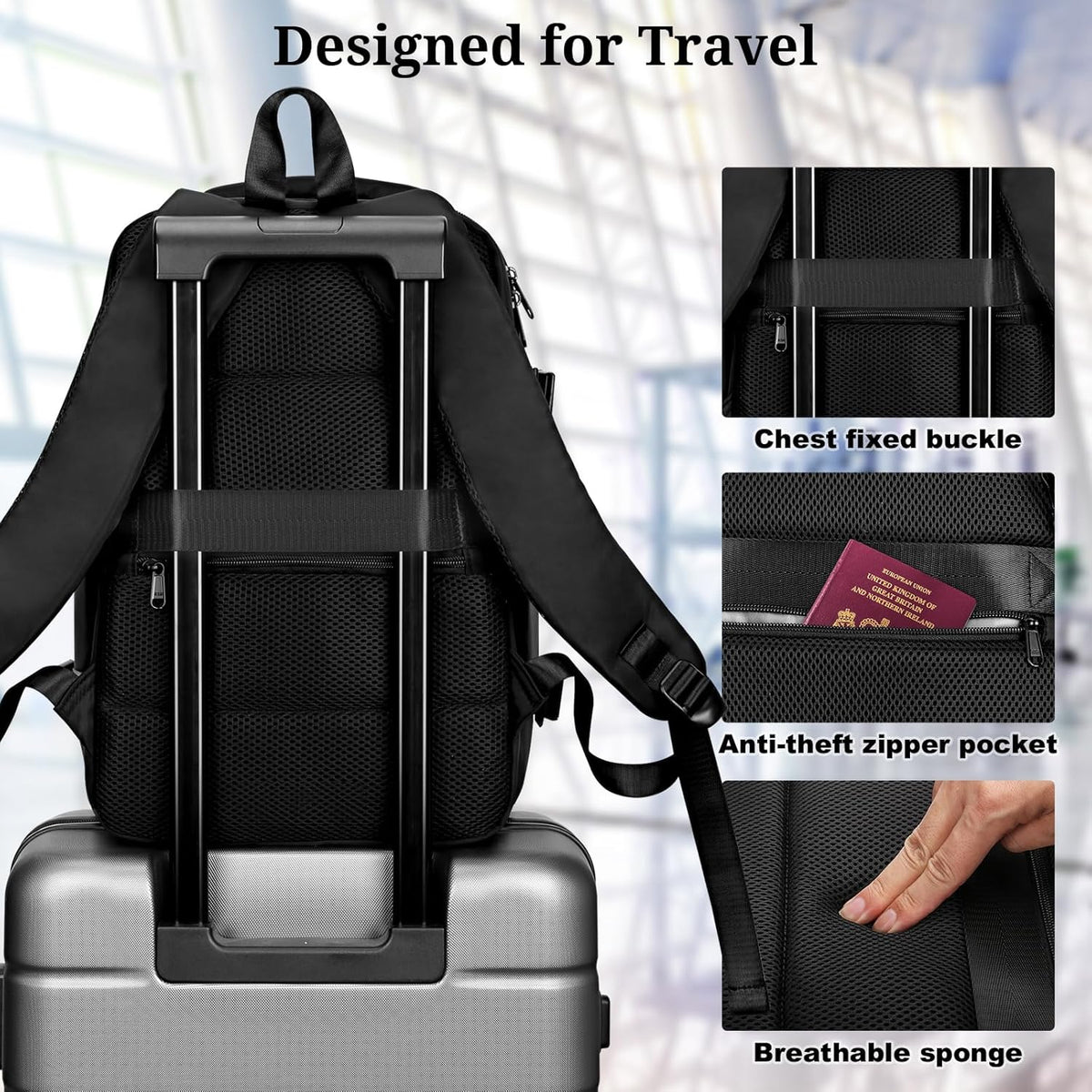 Travel Laptop Backpack for Men Women, Personal Item Carry On Bag | Dry Wet Separation Mochila de Viaje for Weekender Business Hiking Camping