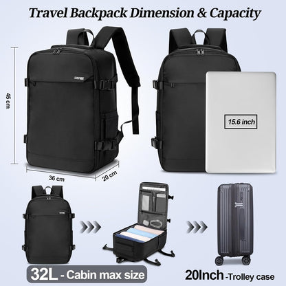 Travel Laptop Backpack for Men Women, Personal Item Carry On Bag | Dry Wet Separation Mochila de Viaje for Weekender Business Hiking Camping