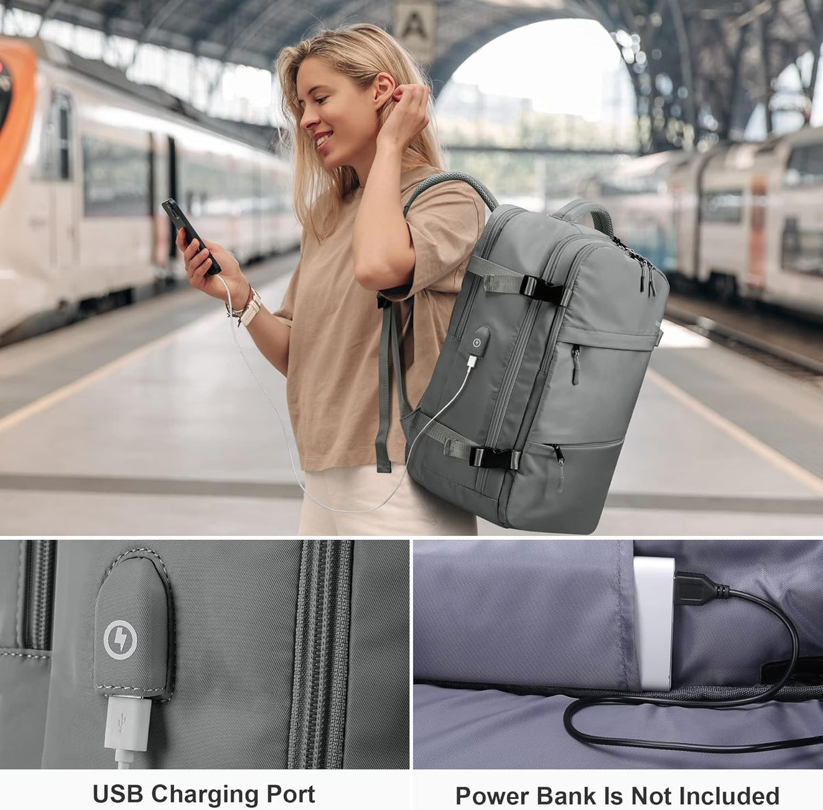 Travel Laptop Backpack for Men Women, Personal Item Carry On Bag | Dry Wet Separation Mochila de Viaje for Weekender Business Hiking Camping
