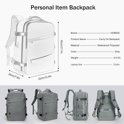 Travel Laptop Backpack for Men Women, Personal Item Carry On Bag | Dry Wet Separation Mochila de Viaje for Weekender Business Hiking Camping