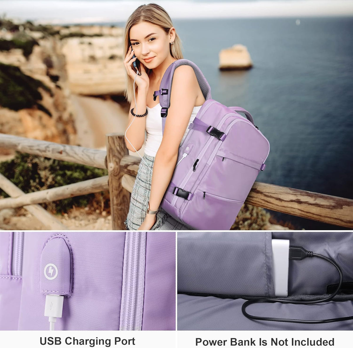Travel Laptop Backpack for Men Women, Personal Item Carry On Bag | Dry Wet Separation Mochila de Viaje for Weekender Business Hiking Camping