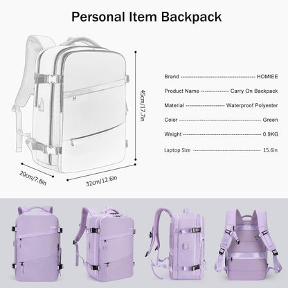 Travel Laptop Backpack for Men Women, Personal Item Carry On Bag | Dry Wet Separation Mochila de Viaje for Weekender Business Hiking Camping
