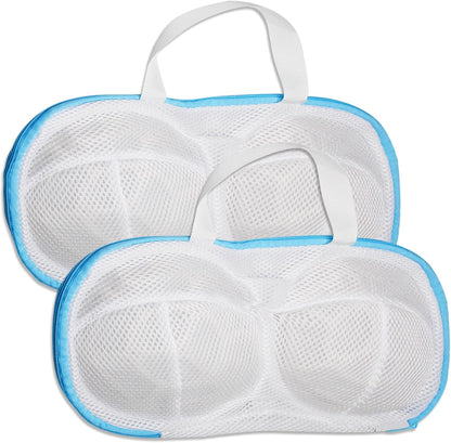 2-Pack Bra Wash Bags with 3D Protective Bracket & Zipper | Non-Deform Lingerie Laundry Bags, For Washing Machine & Storage, Women's Delicates Underwear, A-C Cups