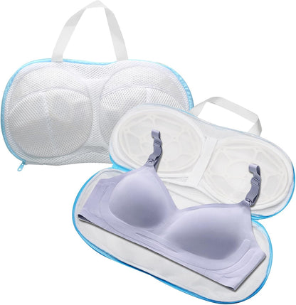 2-Pack Bra Wash Bags with 3D Protective Bracket & Zipper | Non-Deform Lingerie Laundry Bags, For Washing Machine & Storage, Women's Delicates Underwear, A-C Cups