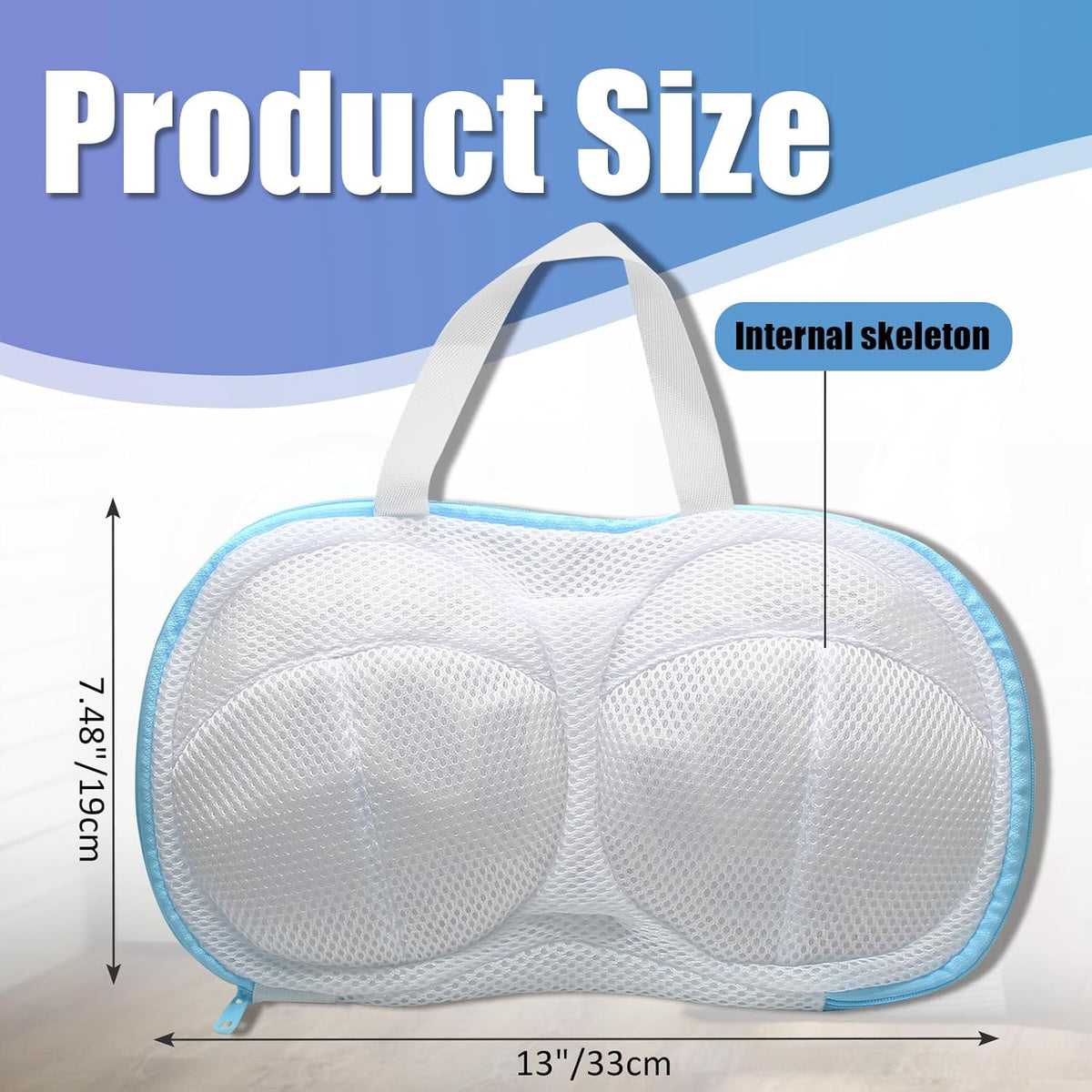 2-Pack Bra Wash Bags with 3D Protective Bracket & Zipper | Non-Deform Lingerie Laundry Bags, For Washing Machine & Storage, Women's Delicates Underwear, A-C Cups