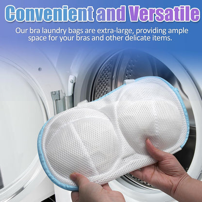 2-Pack Bra Wash Bags with 3D Protective Bracket & Zipper | Non-Deform Lingerie Laundry Bags, For Washing Machine & Storage, Women's Delicates Underwear, A-C Cups