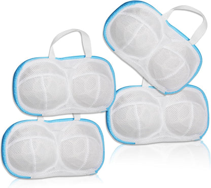 2-Pack Bra Wash Bags with 3D Protective Bracket & Zipper | Non-Deform Lingerie Laundry Bags, For Washing Machine & Storage, Women's Delicates Underwear, A-C Cups